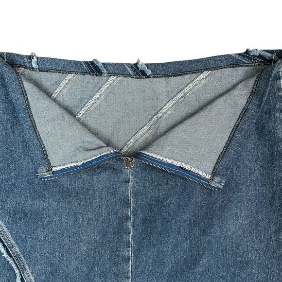 DOLLS KILL X GENERATION KISS JADE MAXI MERMAID DENIM DISTRESSED Y2K SKIRT SZ XL - Picture 5 of 10